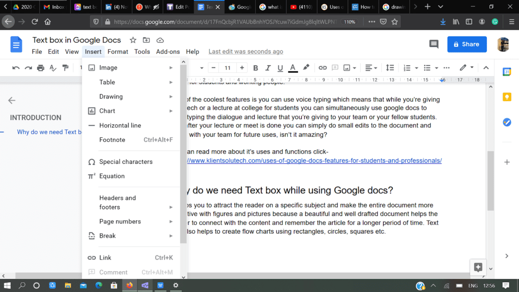 how to add boxes in google docs